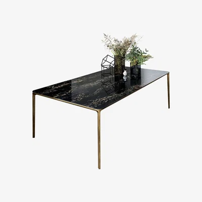 Barker and Stonehouse Sovet Italia Slim Rectangular Dining Table, Black Ceramic | Barker & Stonehouse