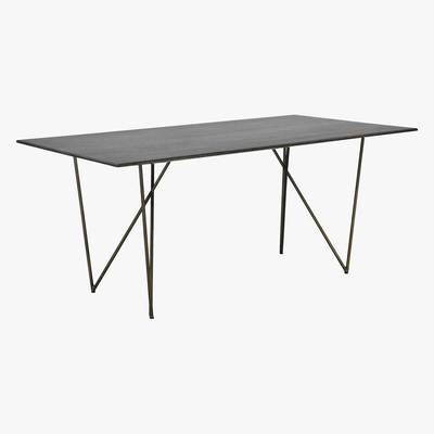 Barker and Stonehouse Facet Dining Table, Dark Mango Wood and Brass