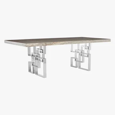 Barker and Stonehouse Windows Dining Table, Glam Travertine