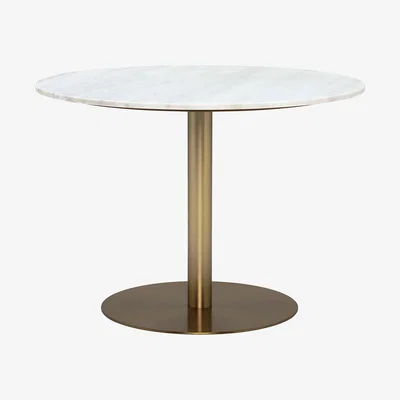Barker and Stonehouse Apollo Dining Table, White Marble and Brushed Brass