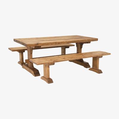 Barker and Stonehouse Covington Dining Table & 2 Benches, Brown Wood | Barker & Stonehouse