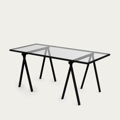 Bombinate.com Glass Top Trestle Table