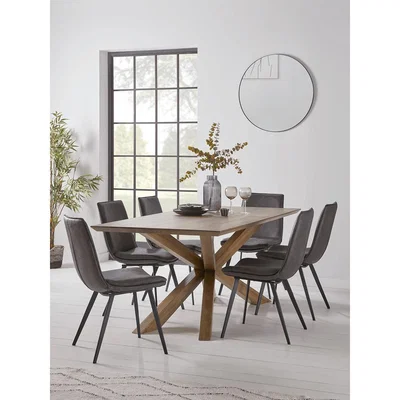 Cox and Cox NEW Geo Rustic Oak Dining Table - 2m
