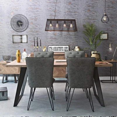 Chiltern Oak Furniture Industrial Oak 2.2m Fixed Top Dining Table