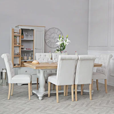 Chiltern Oak Furniture Ashbourne Grey Painted 1.8m Double Pedestal Extending Dining Table