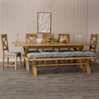 Chiltern Oak Furniture Wessex Smoked Oak 2.0m Extending Cross Leg Dining Table