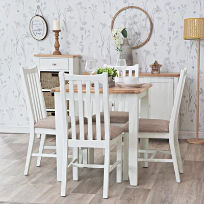Chiltern Oak Furniture Gloucester White Painted Square Fixed Top Dining Table