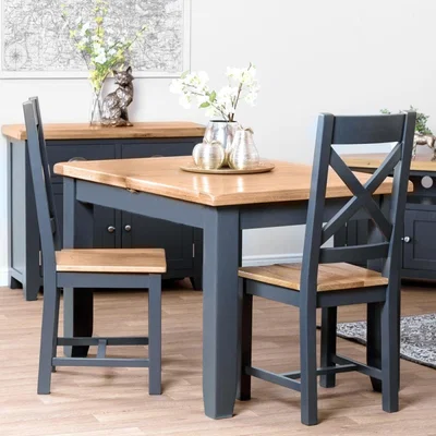 Chiltern Oak Furniture Hampshire Blue Painted Oak Small Extending Dining Table