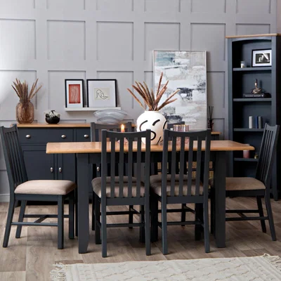 Chiltern Oak Furniture Gloucester Midnight Grey Painted 1.2m Extending Dining Table