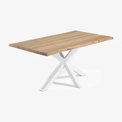 Cuckooland Arya Cross Leg Dining Table in White & Oak