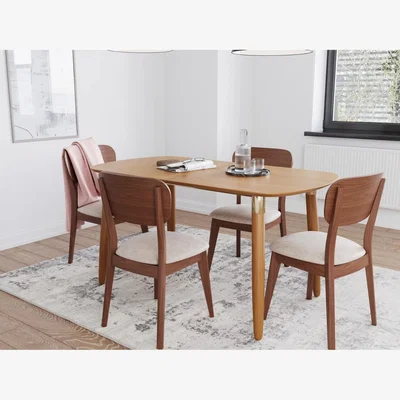Cuckooland Flair Edelweiss 6-8 Seat Extending Dining Table Ash and Brass (170x95cm)