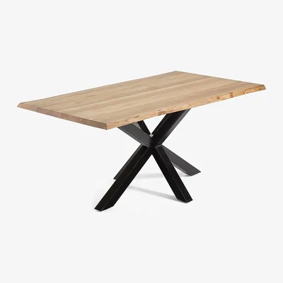 Cuckooland Arya Cross Leg Dining Table in Black & Oak
