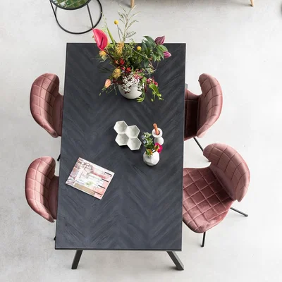 Cuckooland Zuiver Seth Herringbone Dining Table in Black - 220cm x 90cm