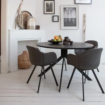 Cuckooland Woood Bruno Round Dining Table - Marble Look