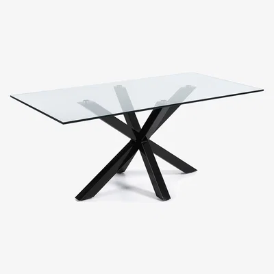 Cuckooland Arya Glass Dining Table with Cross Legs in Black