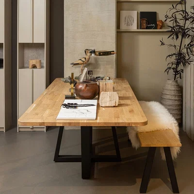 Cuckooland Woood Tablo Solid Oak Dining Table with Drenthe Leg