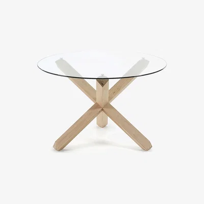 Cuckooland Nori Round Dining Table in Glass & Oak