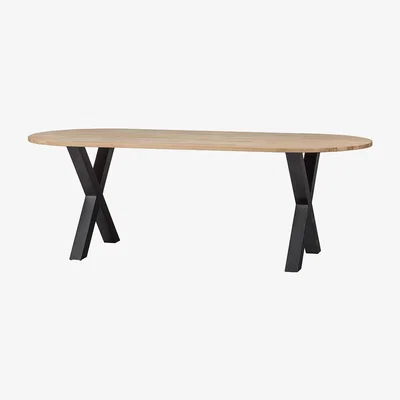 Cuckooland Woood Tablo Oval Oak Dining Table with X Legs