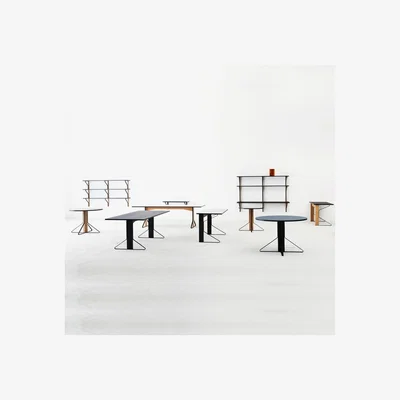 The Conran Shop Reb 004 Kaari Table D110cm Black Lacquered Oak White HPL Top