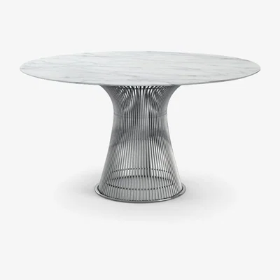 The Conran Shop Platner High Table in Arabescato Marble & Polished Nickel