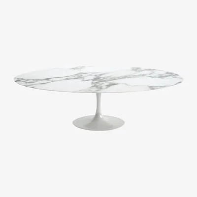 The Conran Shop Tulip Oval Dining Table in Arabescato Marble & White 244cm