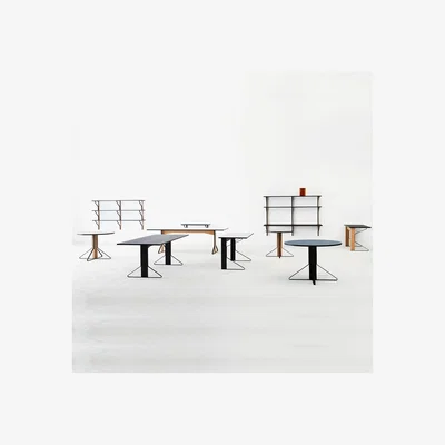 The Conran Shop Reb 003 Kaari Table D80cm Natural Oak White HPL Top