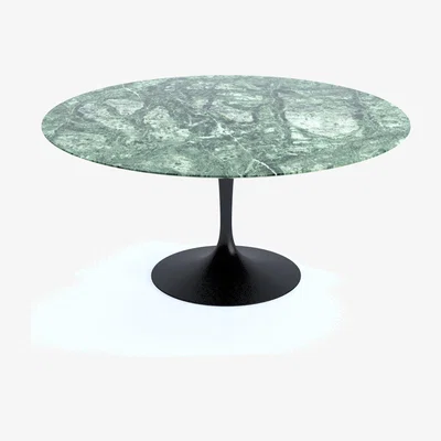 The Conran Shop Tulip Round Table in Satined Verdi Alpi Marble & Black 152cm