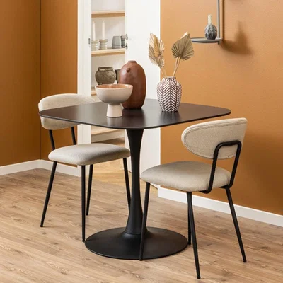 Cult Furniture Malta 4 Seat Square Dining Table, Black Ceramic