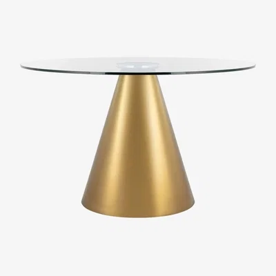 Cult Furniture Chiswick 4 Seat Round Dining Table, Glass & Brass Size: 120cm