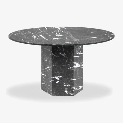 Cult Furniture Naxos 4 Seat Round Dining Table, Black Marble