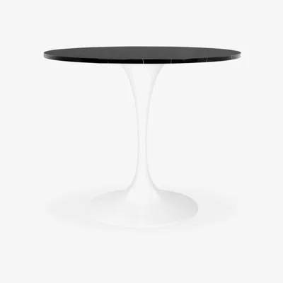 Cult Furniture Fulham Dining Table, Black Marble & White Size: 80cm