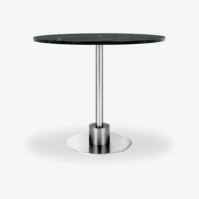 Cult Furniture Harrow Dining Table, Green Marble & Stainless Steel Size: 80cm
