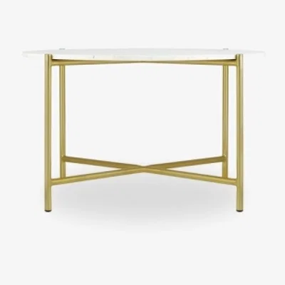 Cult Furniture Aria Round Coffee Table, White Marble & Brass