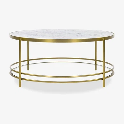 Cult Furniture Roma Coffee Table, White Marble & Brass