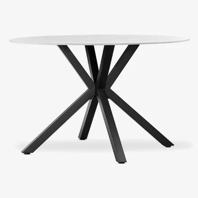 Cult Furniture Sawyer 4 Seat Round Dining Table, White Ceramic