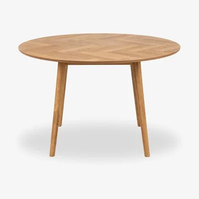 Cult Furniture £60  Off  Nagano 4 Seat Herringbone Round Dining Table, Oak