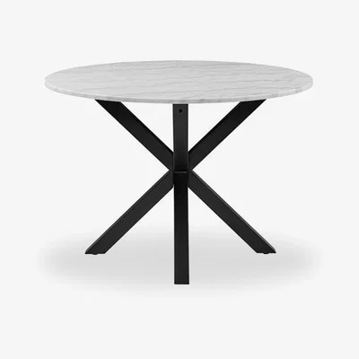 Cult Furniture Heaven 4 Seat Dining Table, White Marble & Black