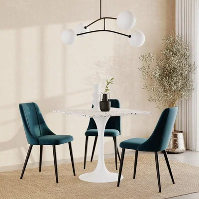 Cult Furniture Fulham Square Dining Table, Terrazzo & White Size: 80cm