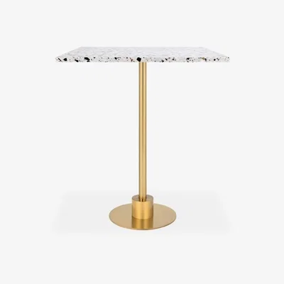 Cult Furniture Harrow Square Bar Table, Terrazzo & Brass Size: 70cm