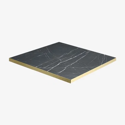 Cult Furniture Phoenix Square Table Top, Marble Effect Laminate & Brass Size: 60cm