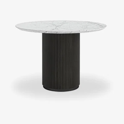 Cult Furniture Lydford Dining 4 Seat Dining Table, White Marble & Black