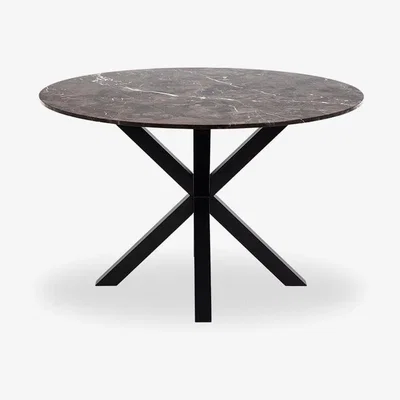 Cult Furniture £70 Off Heaven 4 Seat Round Dining Table, Brown Marble & Black