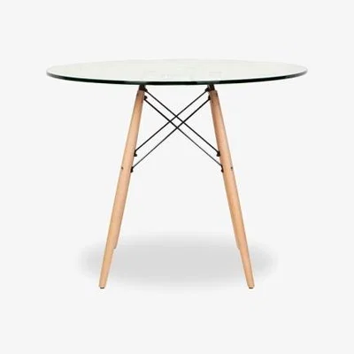Cult Furniture £80 Off Brunswick 2 Seat Round Dining Table, Glass & Natural Size: 2 Seat 90cm