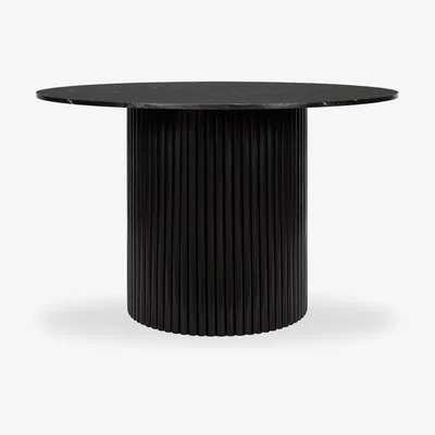 Cult Furniture Medby 4 Seat Round Dining Table, Black Marble