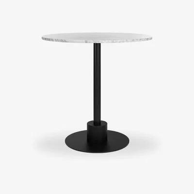 Cult Furniture Harrow Dining Table, White Marble & Black Size: 80cm