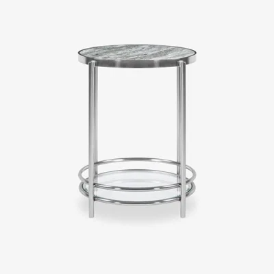 Cult Furniture Roma Side Table, Grey Marble & Chrome