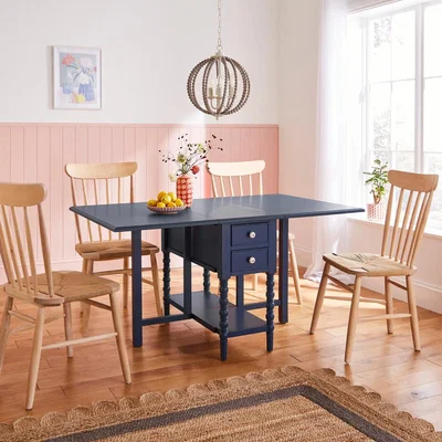 Dunelm Pippin 6 Seater Drop Leaf Dining Table, Navy Navy