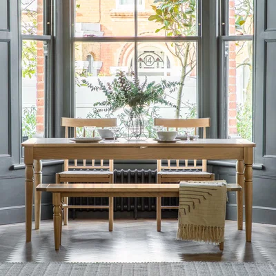 Dunelm Elda 6-10 Seater Rectangular Extending Dining Table Natural