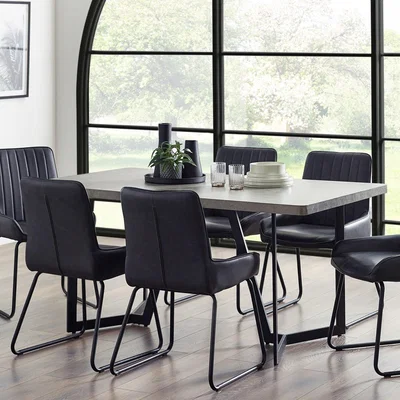 Dunelm Miller 6 Seater Dining Table, Concrete Effect Grey
