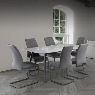 Dunelm Covelo 6 Seater Rectangular Dining Table, Grey Sintered Stone Grey